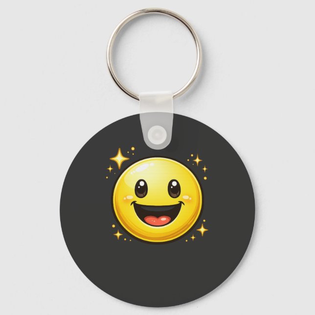 Happy Smiley Face with Sparkles Key Ring (Front)