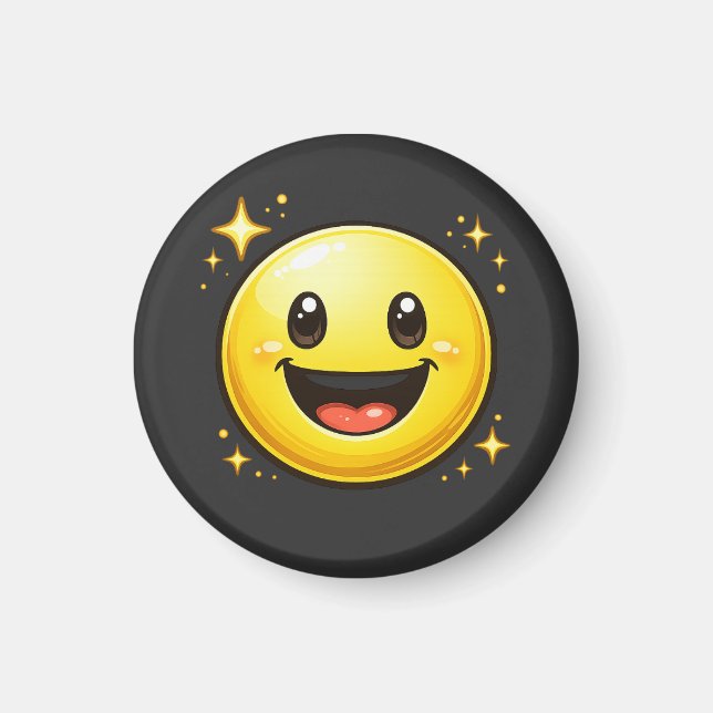 Happy Smiley Face with Sparkles Magnet (Front)