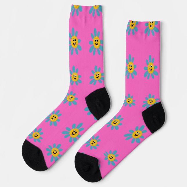 Happy Smiley Flower on socks (Left)
