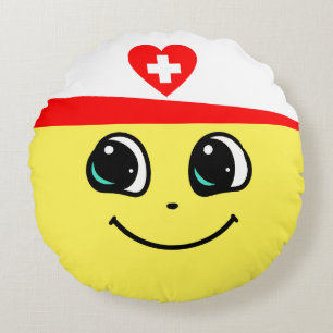 Happy Smiley Nurse - Round Pillow