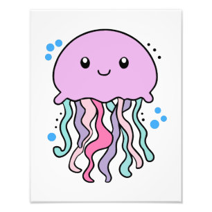 Happy smiling baby jellyfish with bubbles.  photo print