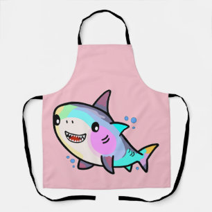 Happy smiling baby shark with bubbles.  apron