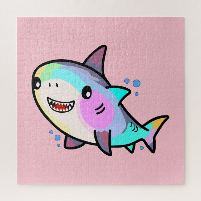 Happy smiling baby shark with bubbles.  jigsaw puzzle (Vertical)
