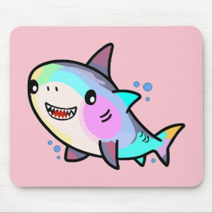 Happy smiling baby shark with bubbles. mouse mat
