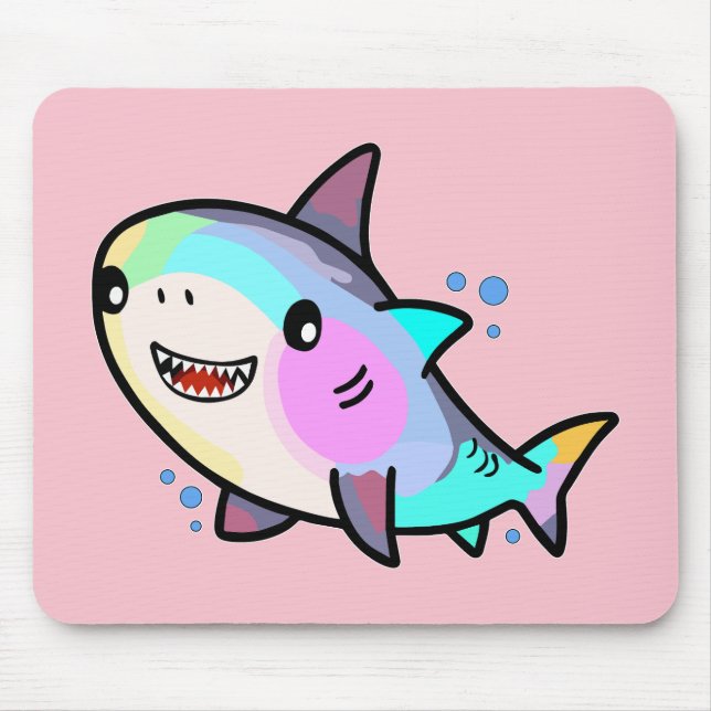 Happy smiling baby shark with bubbles.  mouse mat (Front)