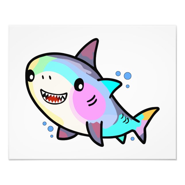 Happy smiling baby shark with bubbles.  photo print (Front)