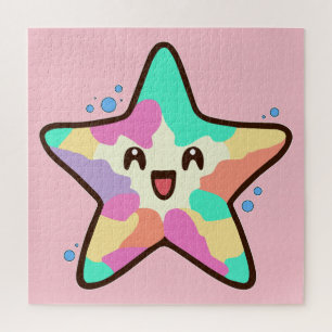Happy smiling baby starfish with bubbles.  jigsaw puzzle