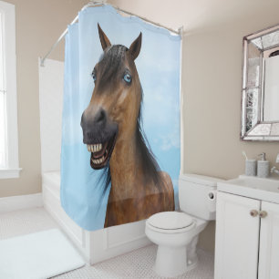 Happy Smiling Bay Horse Shower Curtain
