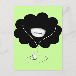 Happy Smiling Black Cloud w/Ear Buds Postcard