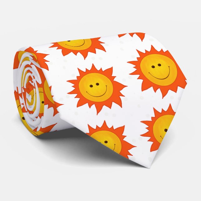 Happy Smiling Cartoon Suns Tie (Rolled)