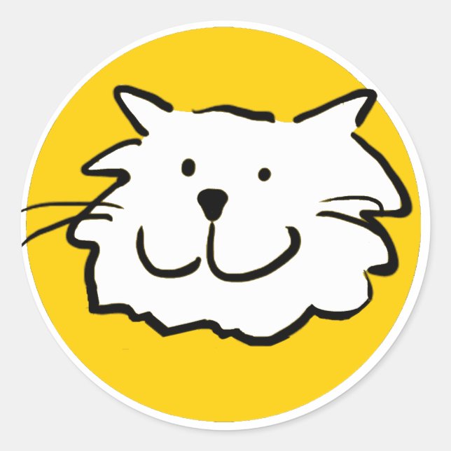 Happy Smiling Cat as a Fun Cartoon Illustration Classic Round Sticker (Front)