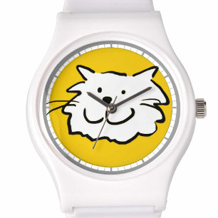 Happy Smiling Cat as a Fun Cartoon Illustration Watch