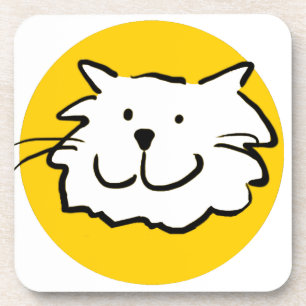 Happy Smiling Cat. Cat-Themed Coaster