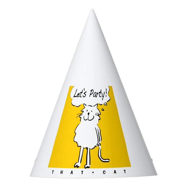 Happy Smiling Cat. Cat-Themed Party Hat (Front)
