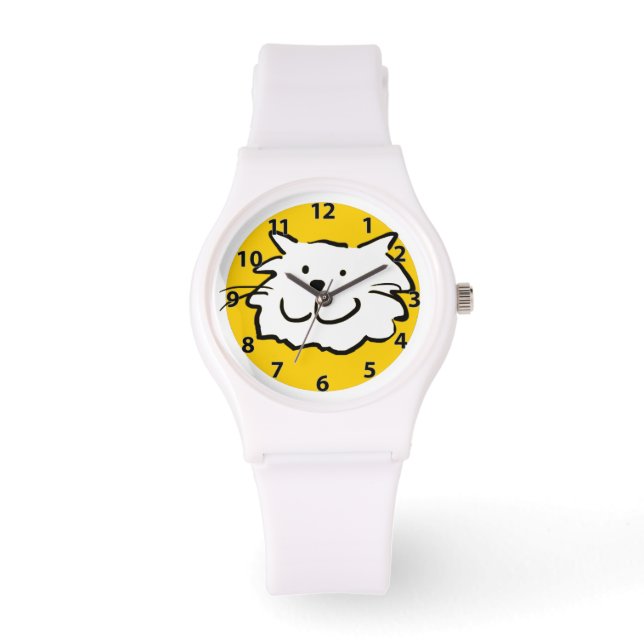 Happy Smiling Cat Face With Numerals Watch (Front)