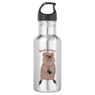 Happy smiling cute quokka cartoon design 532 ml water bottle