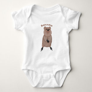 Happy smiling cute quokka cartoon design baby bodysuit