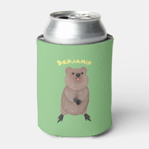 Happy smiling cute quokka cartoon design can cooler