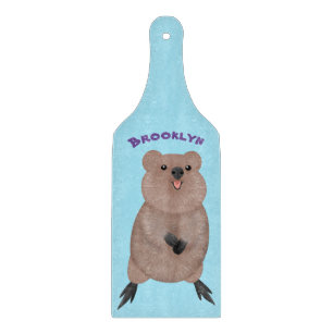 Happy smiling cute quokka cartoon design cutting board