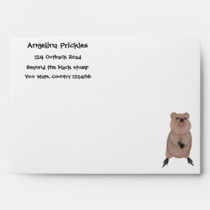 Happy smiling cute quokka cartoon design envelope