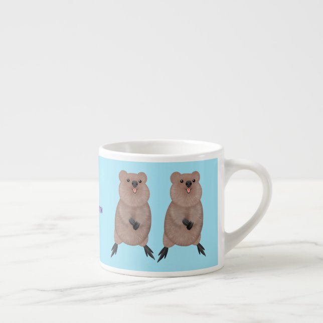 Happy smiling cute quokka cartoon design espresso cup (Right)