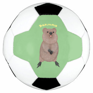 Happy smiling cute quokka cartoon design football
