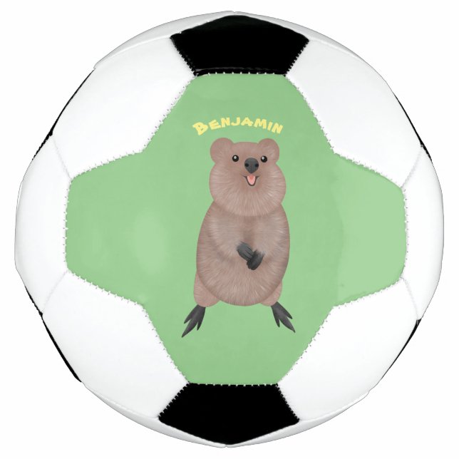 Happy smiling cute quokka cartoon design  football (Front)