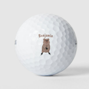 Happy smiling cute quokka cartoon design golf balls