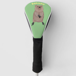 Happy smiling cute quokka cartoon design golf head cover