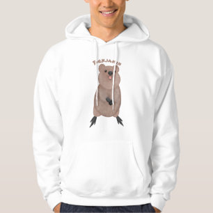 Happy smiling cute quokka cartoon design hoodie
