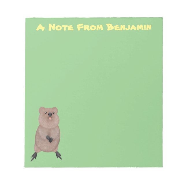 Happy smiling cute quokka cartoon design notepad (Front)