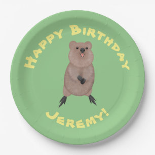 Happy smiling cute quokka cartoon design paper plate