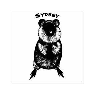 Happy smiling cute quokka cartoon design rubber stamp