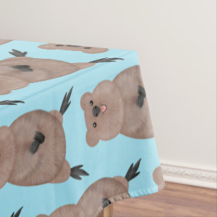 Happy smiling cute quokka cartoon design tablecloth