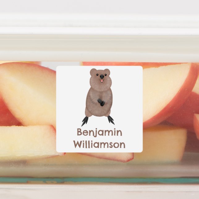 Happy smiling cute quokka cartoon personalised (Affixed)