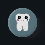 Happy Smiling Dental Tooth Cute 3 Cm Round Badge<br><div class="desc">Button with a drawing of a big white tooth with a cute kawaii smile and big happy eyes.</div>