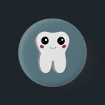 Happy Smiling Dental Tooth Cute 3 Cm Round Badge<br><div class="desc">Button with a drawing of a big white tooth with a cute kawaii smile and big happy eyes.</div>