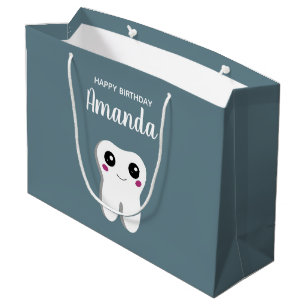 Happy Smiling Dental Tooth Cute Birthday Large Gift Bag