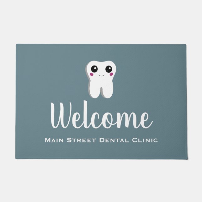 Happy Smiling Dental Tooth Cute Doormat (Front)