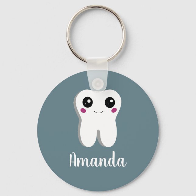 Happy Smiling Dental Tooth Cute Key Ring (Front)