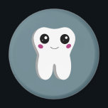 Happy Smiling Dental Tooth Cute Magnet<br><div class="desc">A magnet with a drawing of a big white tooth with a cute kawaii smile and big happy eyes.</div>