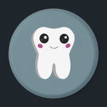 Happy Smiling Dental Tooth Cute Magnet<br><div class="desc">A magnet with a drawing of a big white tooth with a cute kawaii smile and big happy eyes.</div>
