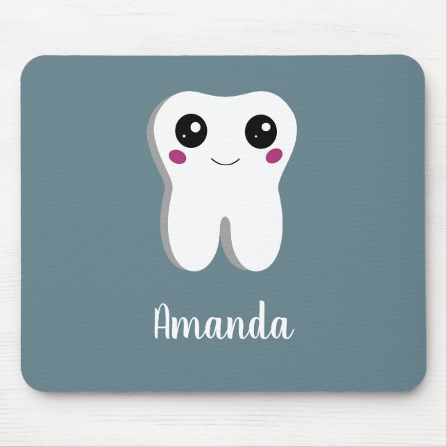 Happy Smiling Dental Tooth Cute Mouse Mat (Front)