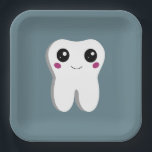 Happy Smiling Dental Tooth Cute Paper Plate<br><div class="desc">Paper plates with a drawing of a big white tooth with a cute kawaii smile and big happy eyes.</div>