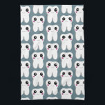 Happy Smiling Dental Tooth Cute Pattern Tea Towel<br><div class="desc">A kitchen towel with a drawing of a big white tooth with a cute kawaii smile and big happy eyes.</div>