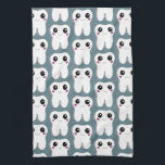 Happy Smiling Dental Tooth Cute Pattern Tea Towel<br><div class="desc">A kitchen towel with a drawing of a big white tooth with a cute kawaii smile and big happy eyes.</div>