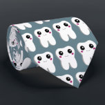 Happy Smiling Dental Tooth Cute Patterned Tie<br><div class="desc">A tie with a drawing of a big white tooth with a cute kawaii smile and big happy eyes.</div>