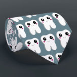 Happy Smiling Dental Tooth Cute Patterned Tie<br><div class="desc">A tie with a drawing of a big white tooth with a cute kawaii smile and big happy eyes.</div>