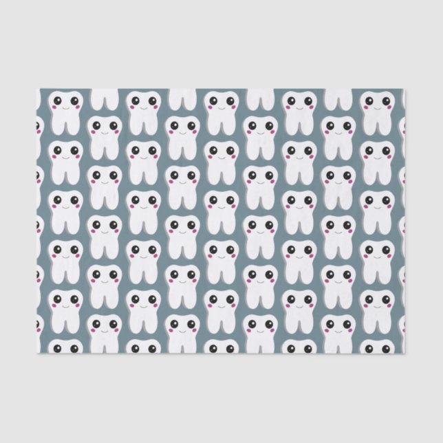 Happy Smiling Dental Tooth Cute Patterned Tissue Paper (Front)