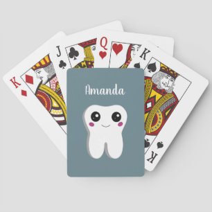 Happy Smiling Dental Tooth Cute Playing Cards